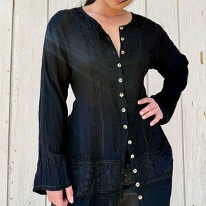 Y2K goth grunge black long sleeve top